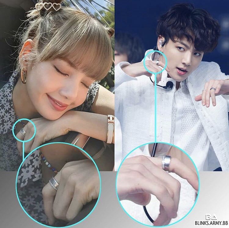 リサとグクがまた同じ指輪してる…もう何回め？って感じだけど🥺😂 #lizkook #lisa #jungkook #blackpink
