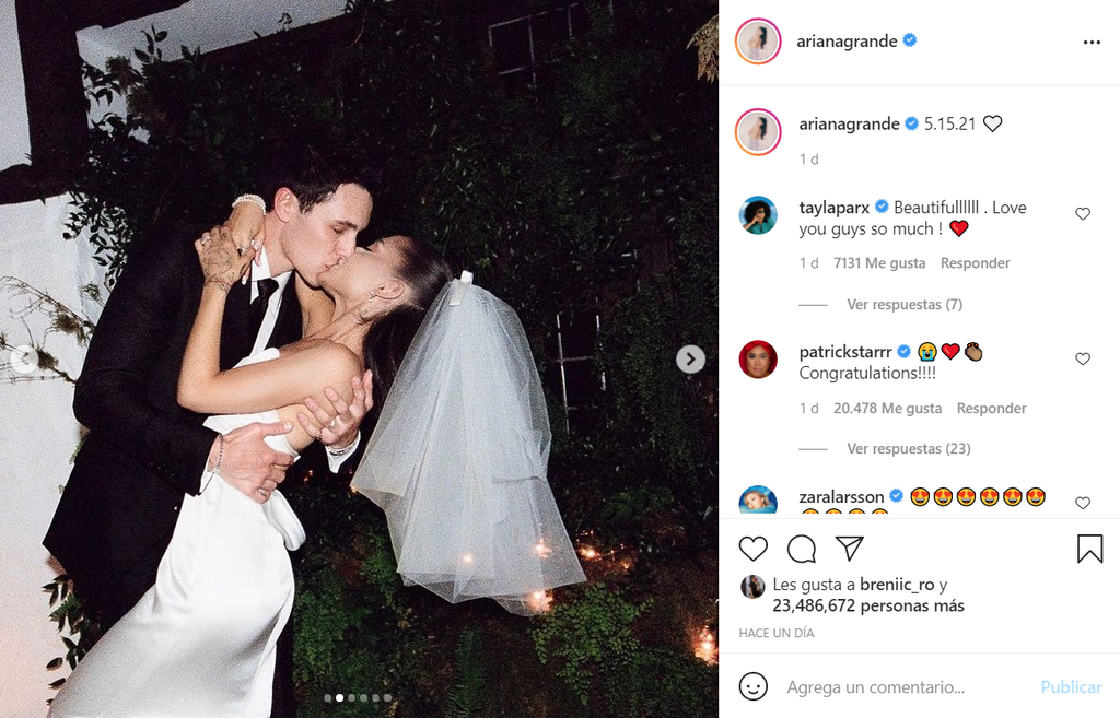 Conoce las fotos de la boda de Ariana Grande con Dalton Gómez